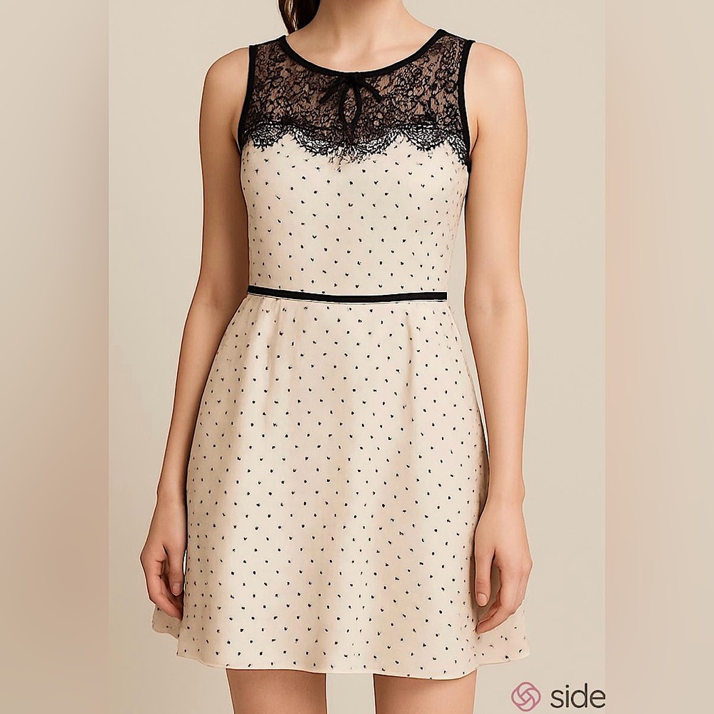 LC Lauren Conrad Polka Dot 4 Romantic Garden Party Feminine Cocktail Lace Dress